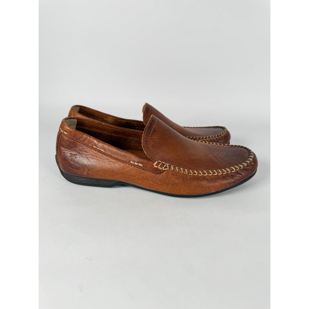 Frye Lewis Venetian Cognac Leather Loafers Mens 9.5 Driving Shoes 3480259-COG
